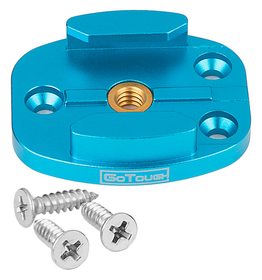 GoTough Blue QR Mount with Pilot Holes - All Metal, Versatile Quick Release Plate with 1/4”-20 Tripod Screw and Pilot Holders Compatible with GoPro