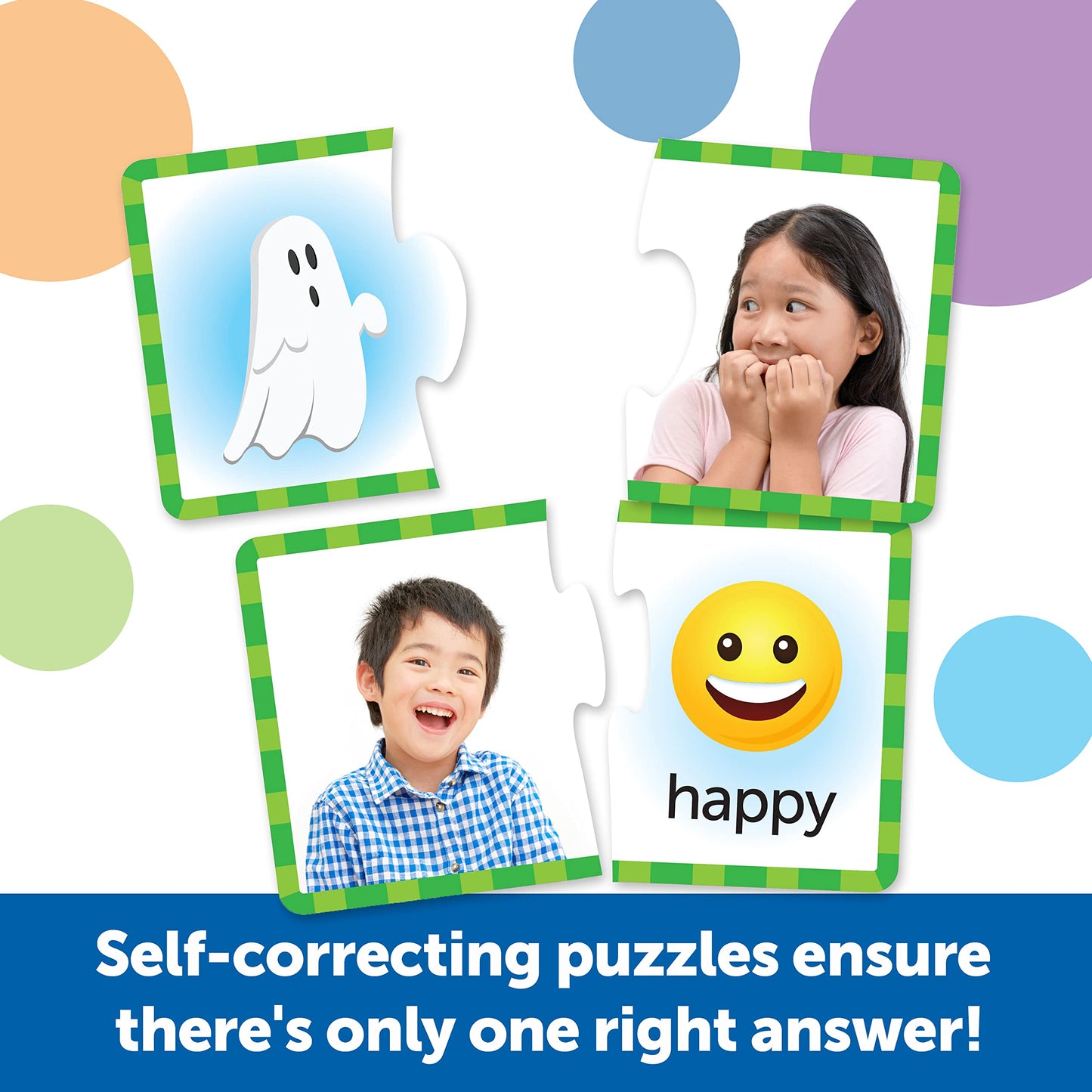 Learning Resources Feelings & Emotions Puzzle Cards – 48-Piece Social-Emotional Learning Toy for Kids Ages 3+, Speech Therapy & Social Skills Games