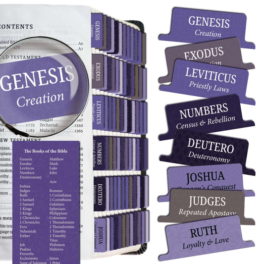 Saintilway Productions - Bible Tabs Premium Tear Resistant Bible Tabs - Easy to Apply, Laminated for Durability - Old & New Testament - Perfect