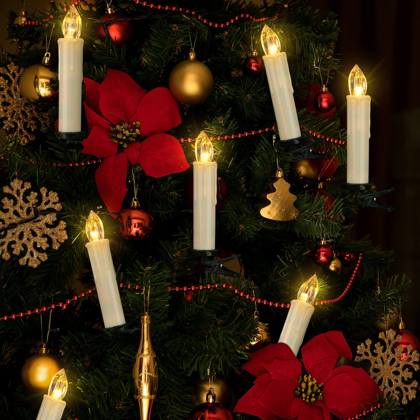 FPOO 10 PCS LED Window Candles with Remote Timer, Battery Operated Flameless Taper Candles, Warm White Flickering Christmas Candle Lights for Home