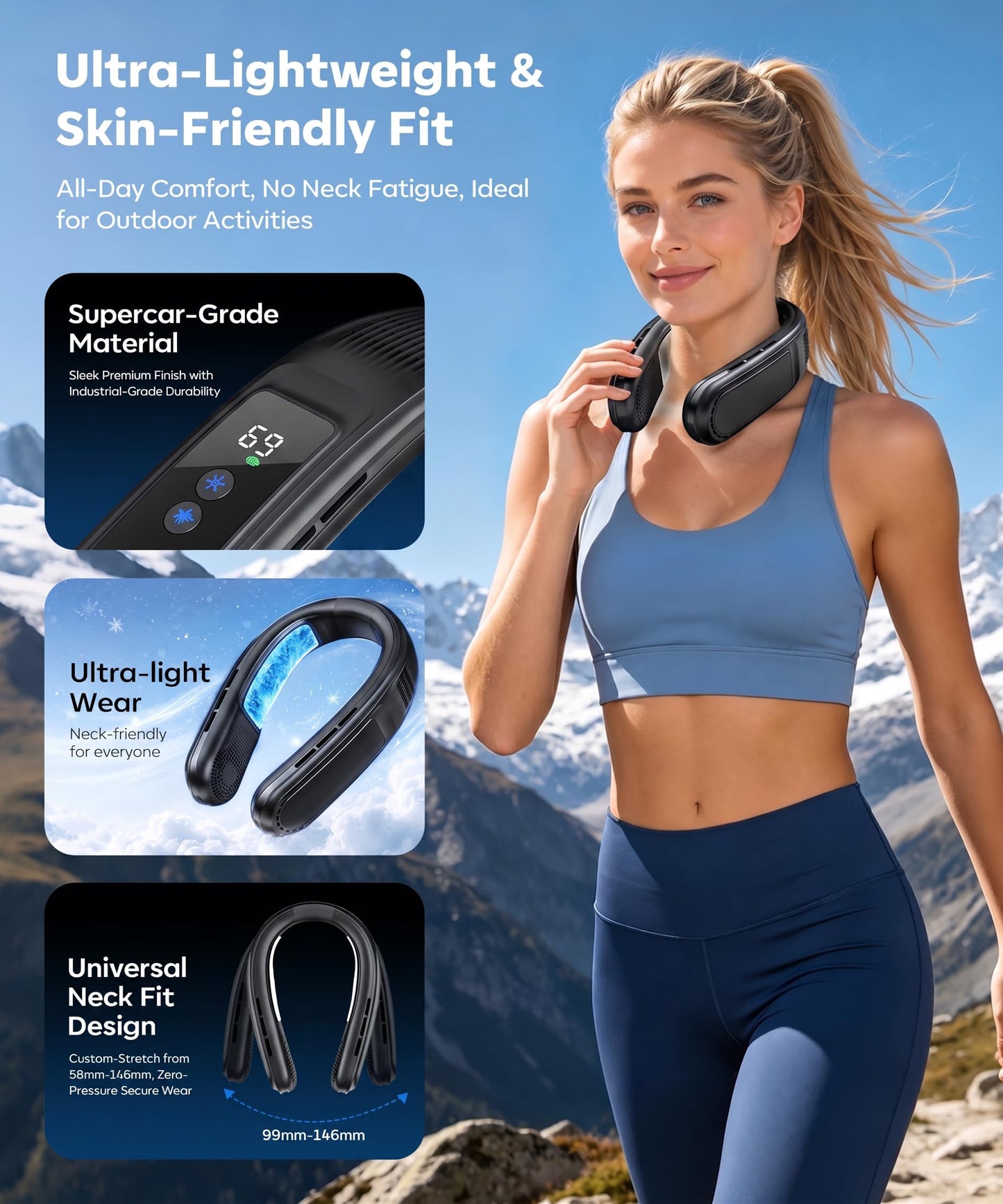Beyn Neck Air Conditioner, Neck Cooler Fan with 6000mAh, 3 Speeds