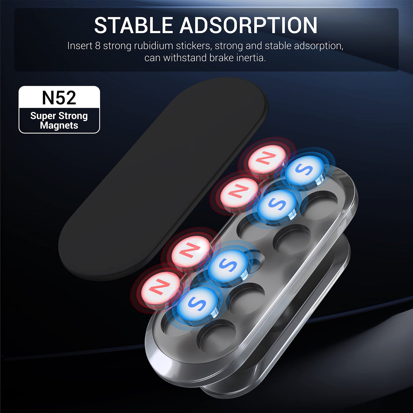 TT&C 2-Pack Magnetic Phone Mount for Car Dashboard - Super Strong N52 Cell Phone Holder (High-Bond Adhesive) - Compatible with Samsung Galaxy S25 S24
