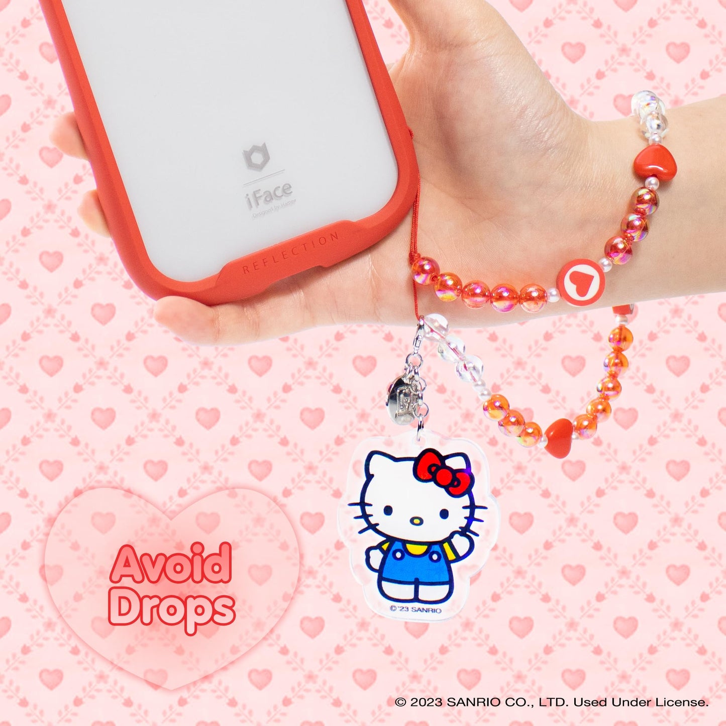 iFace Hello Kitty 50th Anniversary Beaded Wristlet Universal Charm Strap - Cute Iridescent Wrist Strap for Cell Phone Camera Keys [Limited Edition]
