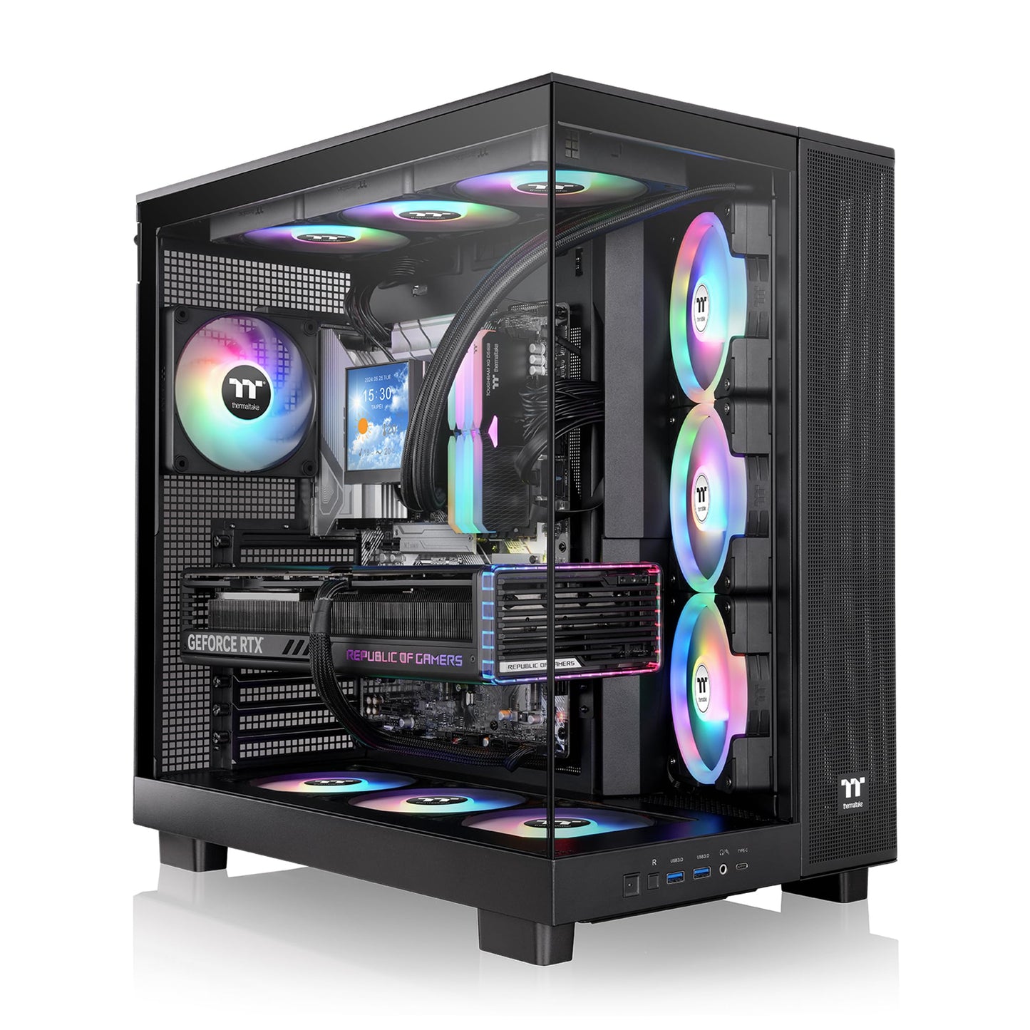 Thermaltake View 380 XL TG ARGB; 4x120mm ARGB Lite Fans Included; 360mm Radiator Support; 420mm GPU Clearance; Hidden Connector Support; Dual Chamber;
