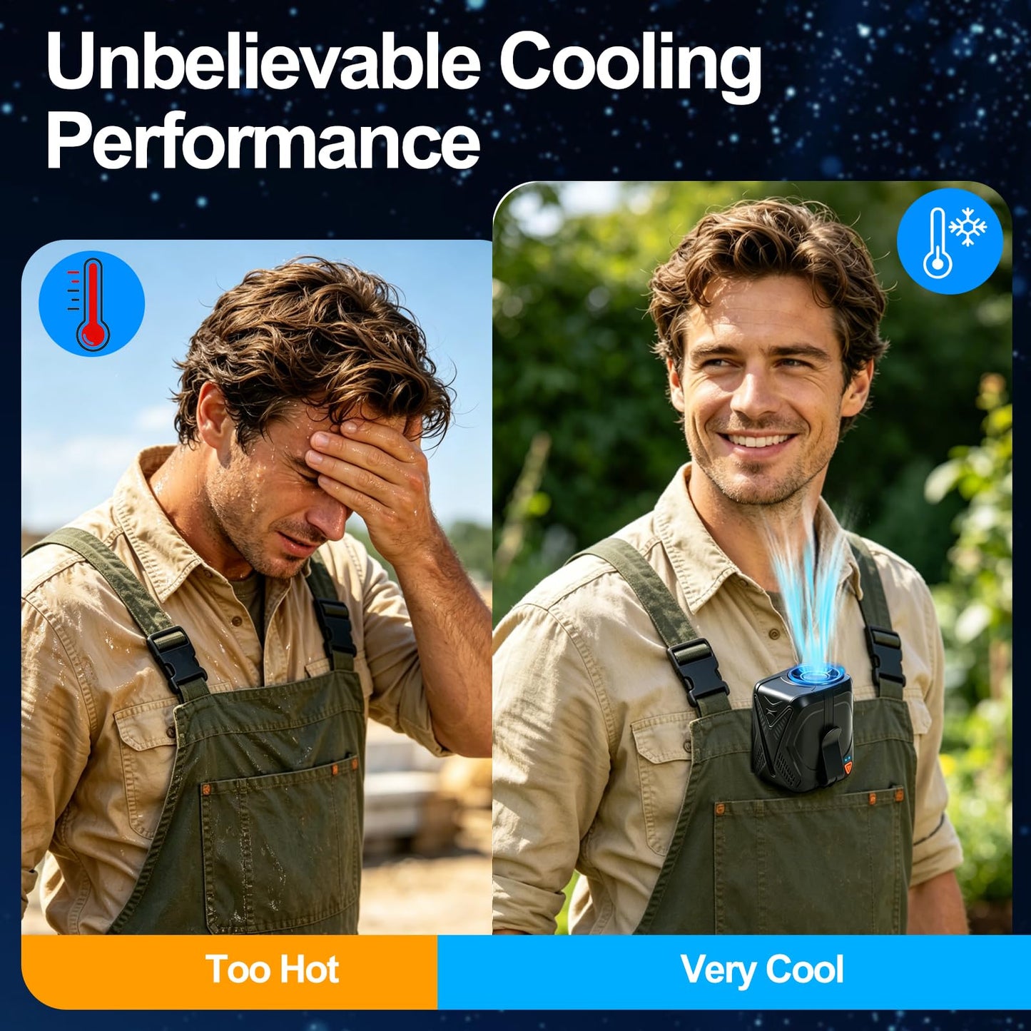Linhutrunk 2026 AI Portable Fan Rechargeable, 6-Speed Turbo Waist Fan with 6000mAh Battery, 8-31H Max Cooling, 4-in-1 Hands-Free Neck Fan & Clip on