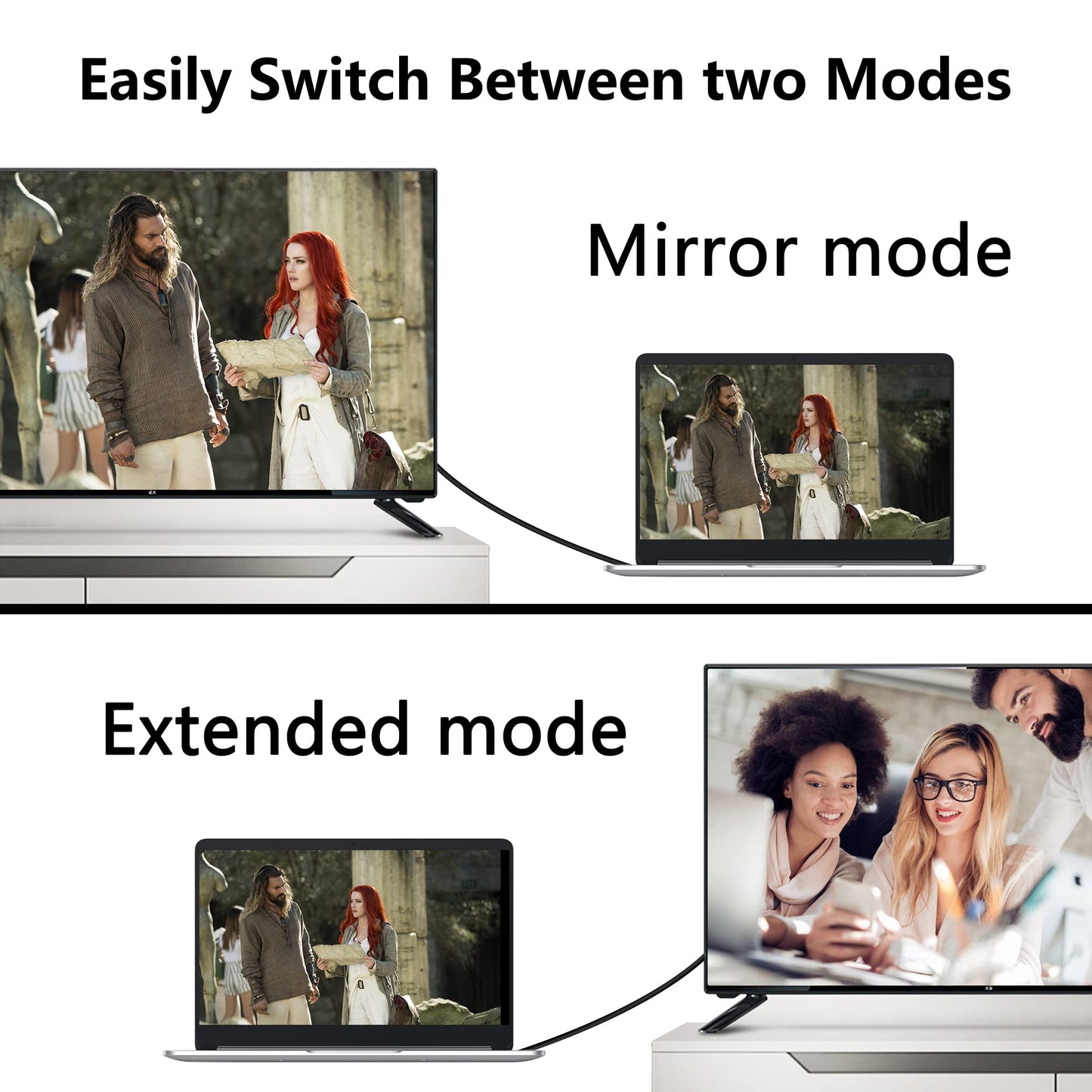 RIIEYOCA 90 Degree VGA Cable, 0.5M (Up), Supports 1080P Full HD, Connects VGA Devices