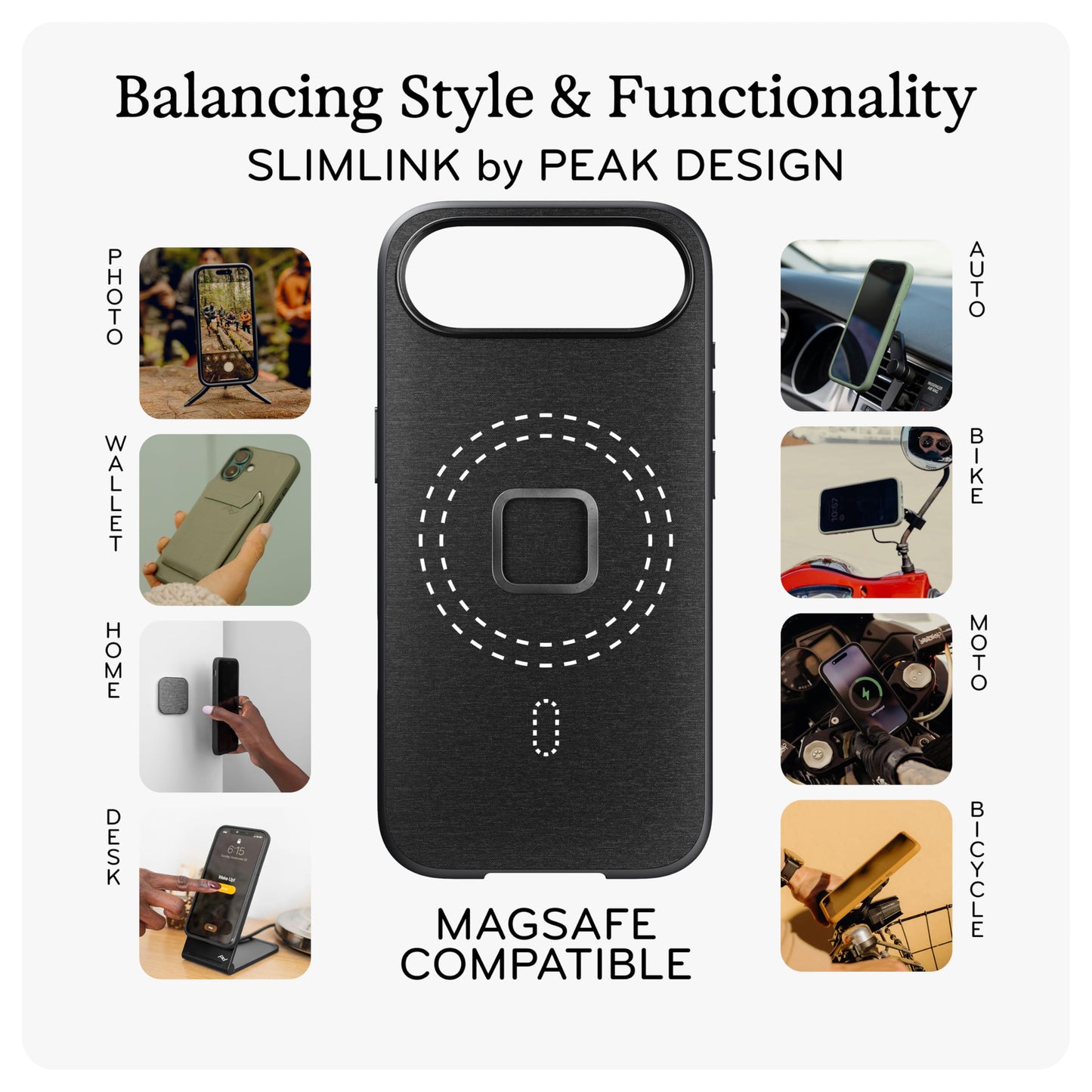 Peak Design Mobile Everyday Phone Case for iPhone 17, Sage, Slim Profile, Drop Protection, Weatherproof Fabric Shell, SlimLink Connects to Mobile
