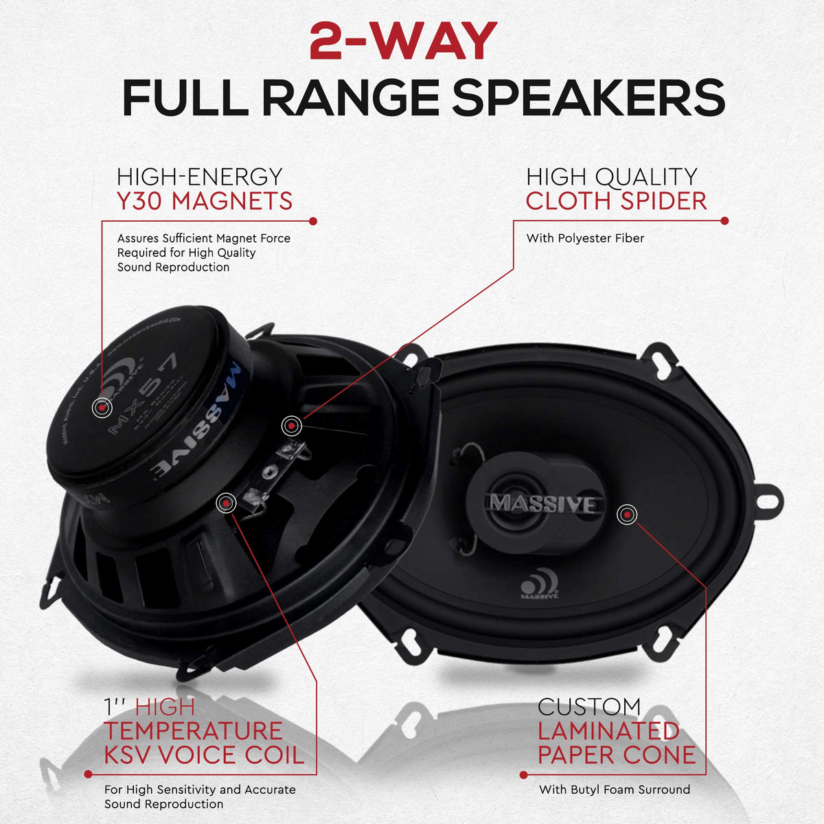 Massive Audio MX57V2 | 5x7/6x8 2-Way Coaxial Car Speakers