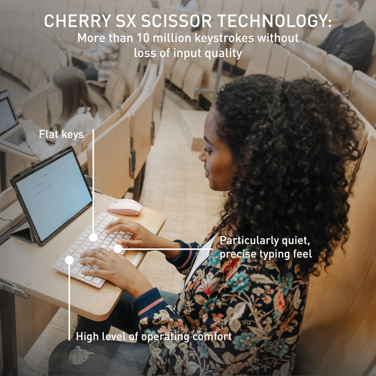 Cherry KW 7100 MINI BT Compact Wireless Keyboard, Cherry Blossom