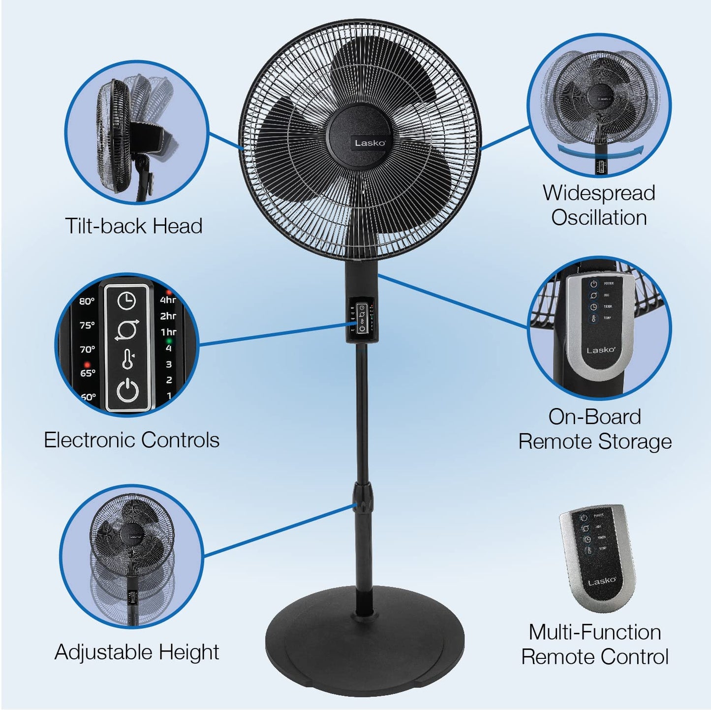 Lasko Oscillating Pedestal Fan - 16" - S16612 - Black