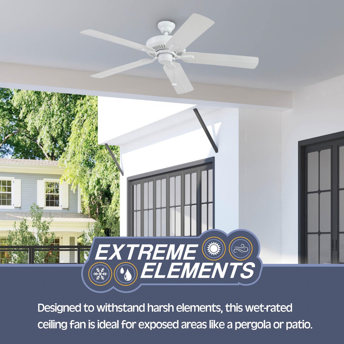 Prominence Home Montauk, 52 Inch Classic Style Ceiling Fan with No Light, Pull Chain, Three Mounting Options, 5 Dual Finish Blades, Reversible Motor