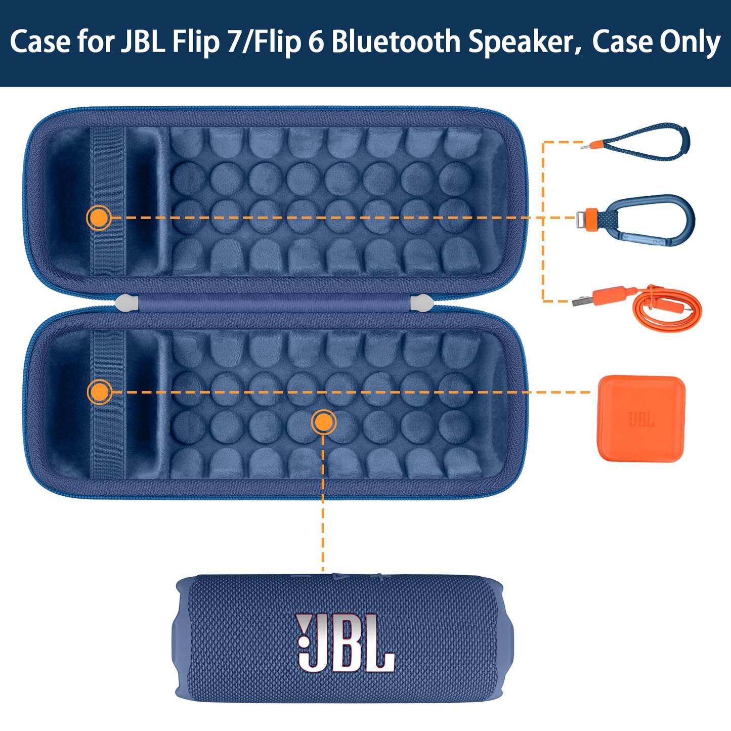 khanka Hard Travel Case Replacement for JBL Flip 7/Flip 6 Waterproof Portable Bluetooth Speaker.(Blue)