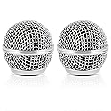 AUEAR, 2 Pack Microphone Grill Grille Ball Head Replace for SM58 BETA58 SM58LC SA-M30 SV100 RK143G Pgx2 Slx2