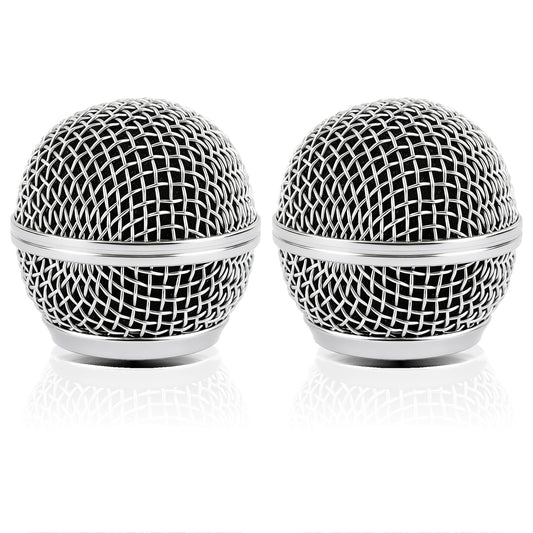 AUEAR, 2 Pack Microphone Grill Grille Ball Head Replace for SM58 BETA58 SM58LC SA-M30 SV100 RK143G Pgx2 Slx2