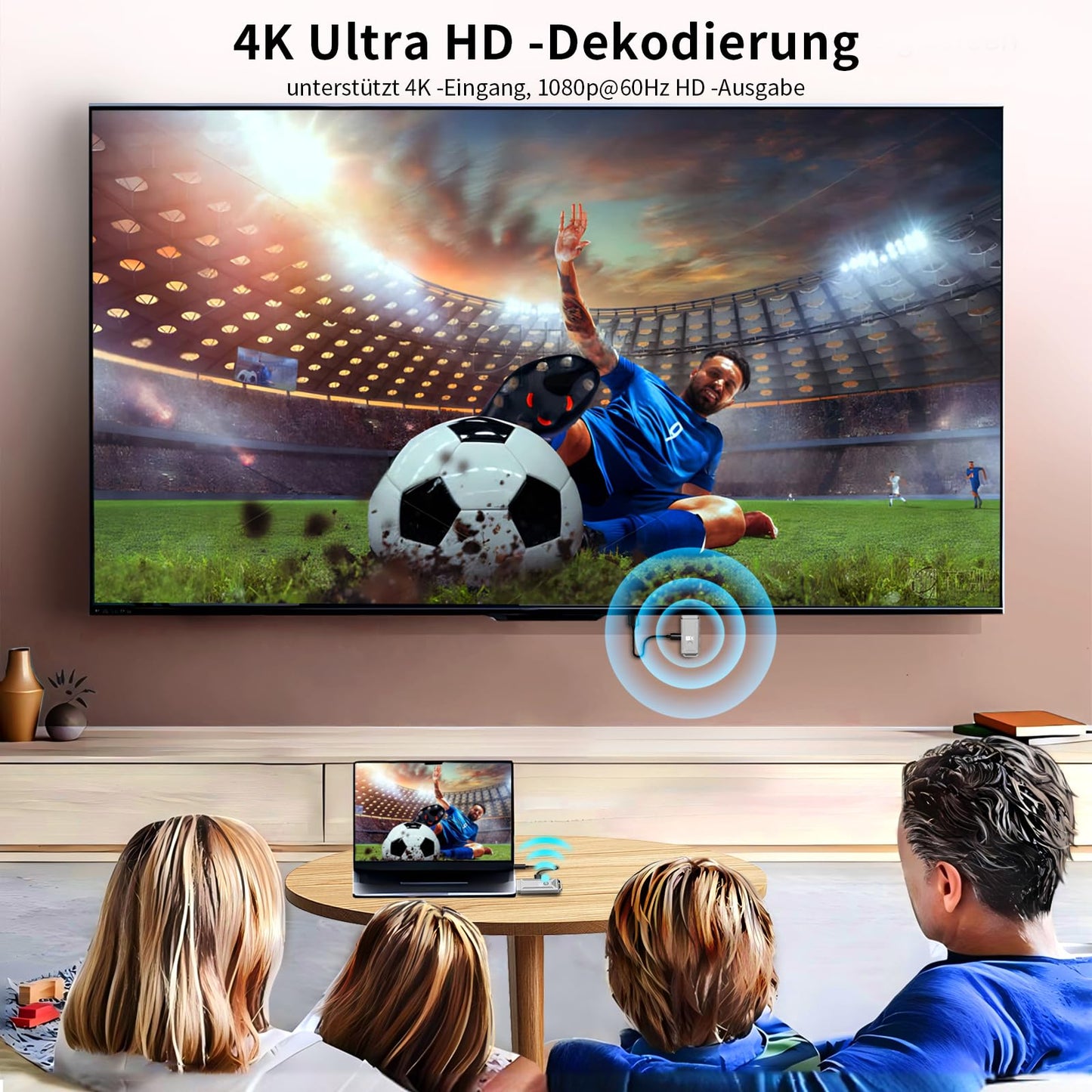 Wireless HDMI Transmitter and Receiver [100ft, 4K Decode/1080P Output], Plug & Play Portable Wireless HDMI Extender for Streaming Video and Audio from