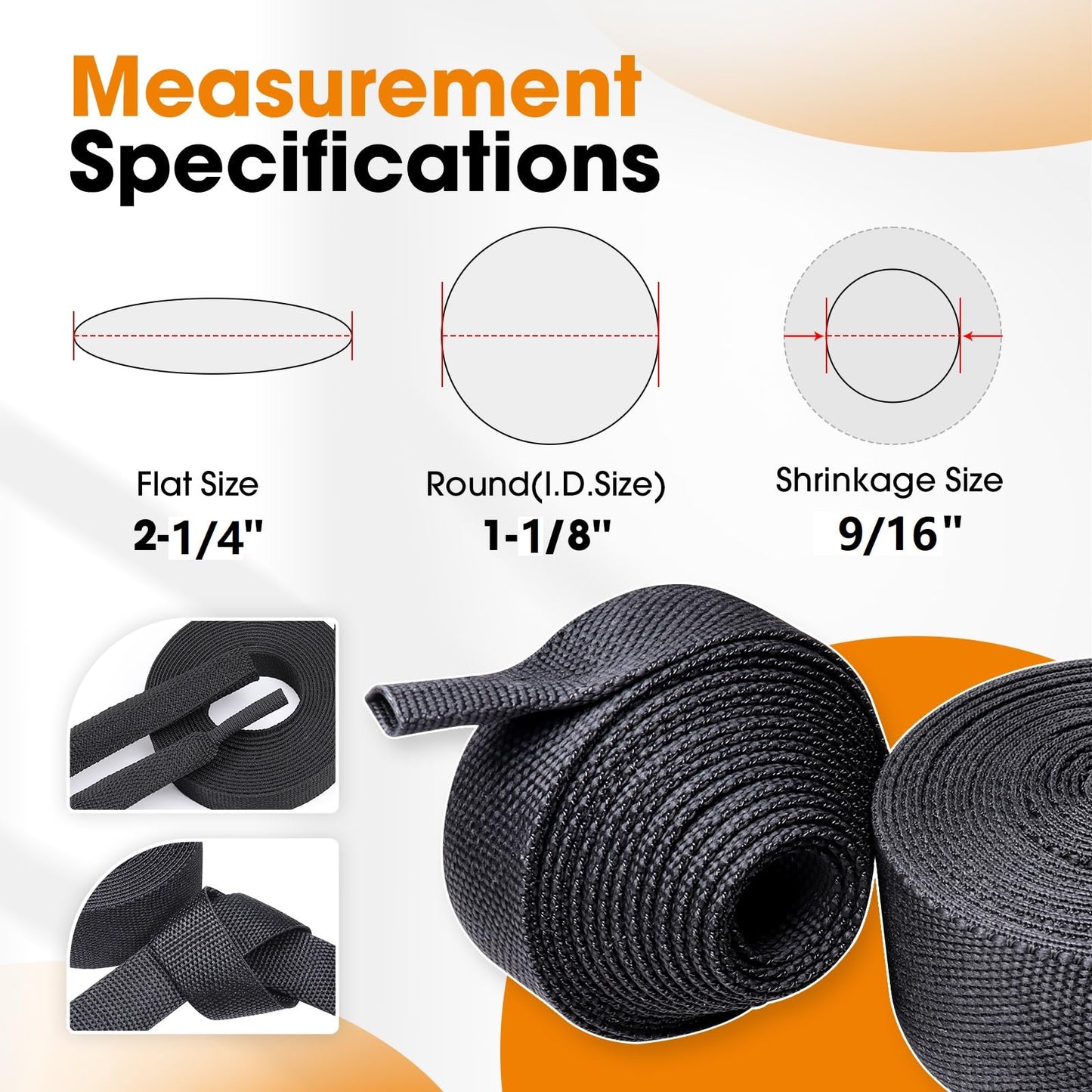 SUNNAREPOON Heat Shrink Rope Protector Sleeve, Prevent Overheating and Slipping Winch Rope Protective Sleeve for Trolling Motor Cable Sleeve (2-1/4''