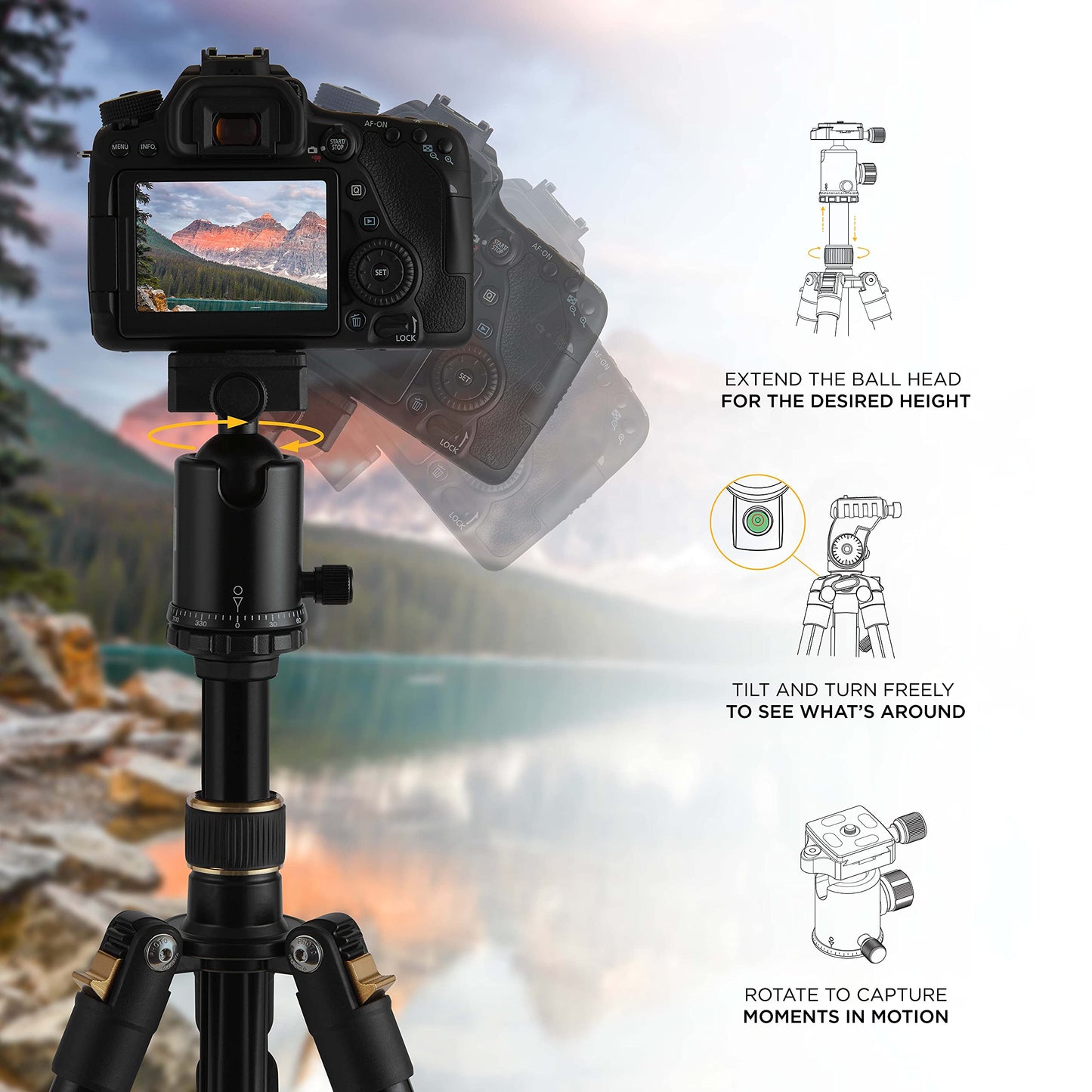 Kodak Photo Gear 63” Tripod & Monopod with 360° Ball Head | Premium Professional 2-in-1 Aluminum Camera Stand with Bluetooth Remote Control
