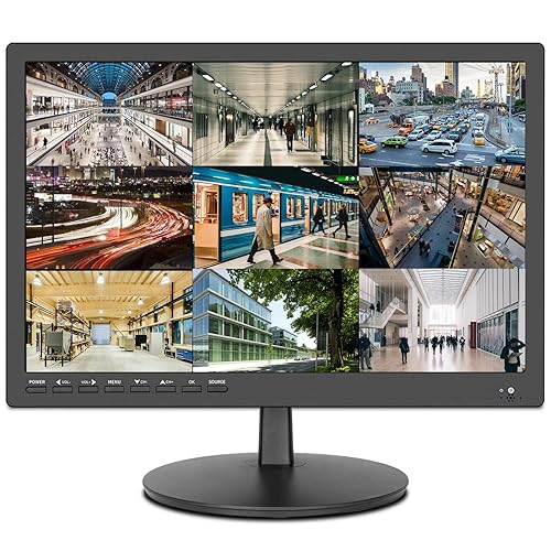 ZOSHING 17inch Security Monitor,Wall-Mounted Monitors Supports USB/Full Format Video Playback,CCTV Monitors with AV/HDMI Input/VGA/Headphone