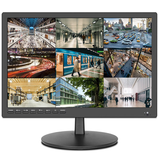 ZOSHING 17inch Security Monitor,Wall-Mounted Monitors Supports USB/Full Format Video Playback,CCTV Monitors with AV/HDMI Input/VGA/Headphone