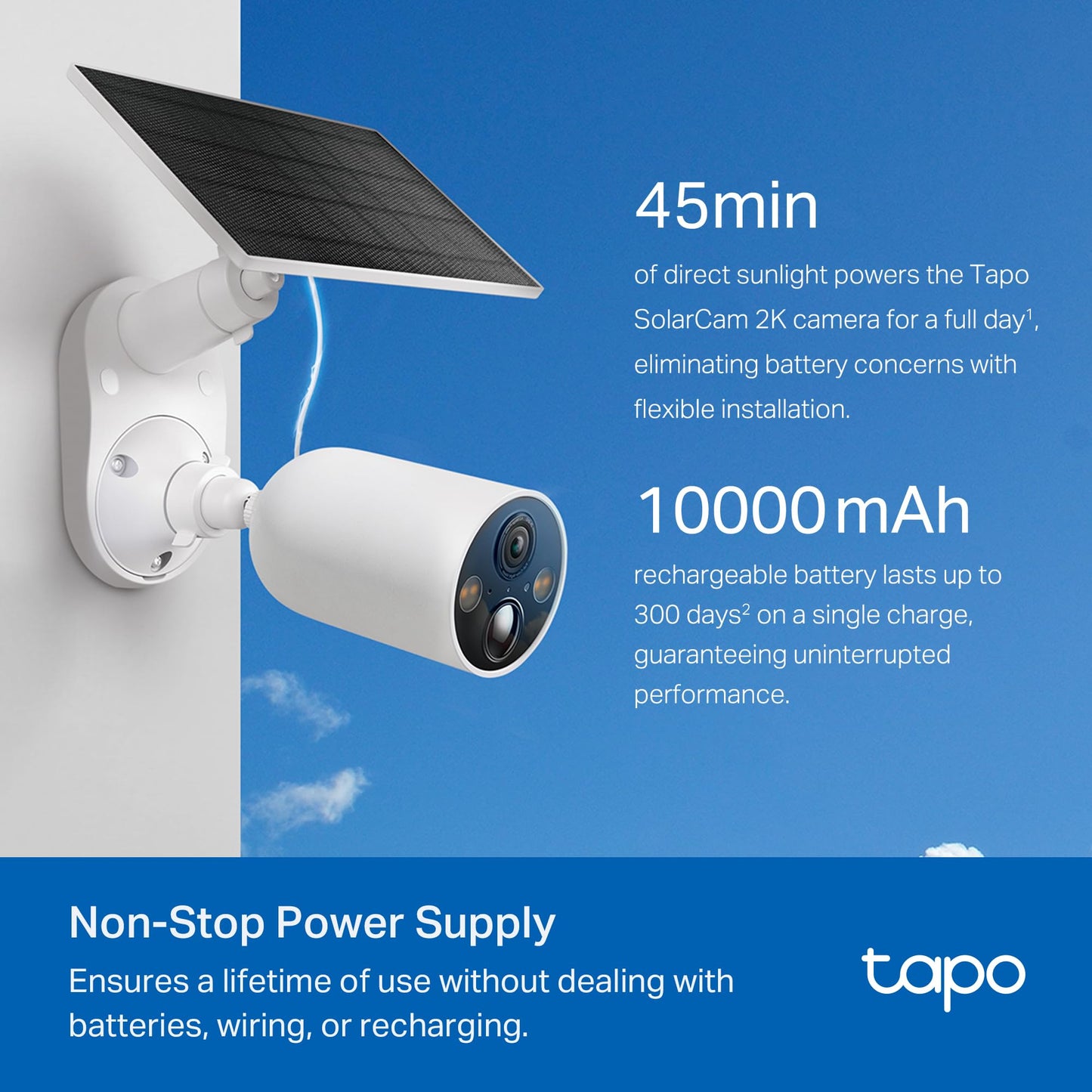 Tapo MagCam 2K+ Outdoor Wireless Security Camera - Battery Power with Solar Charging, Magnetic Mount, Person/Vehicle Detection, Subscription-Free