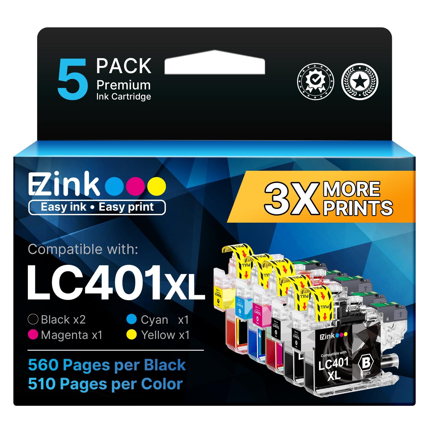 E-Z Ink LC401XL Ink Cartridges for Brother Printer LC401 XL LC 401XL LC 401