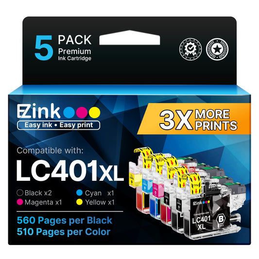 E-Z Ink LC401XL Ink Cartridges for Brother Printer LC401 XL LC 401XL LC 401