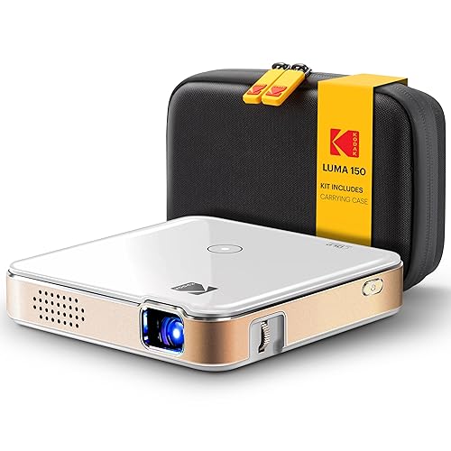 Kodak Luma 150 Wireless Mini Pico Projector - DLP, Supports 1080p, Built-in Speaker & Rechargeable Battery, HDMI/USB/microSD, Travel Case Included