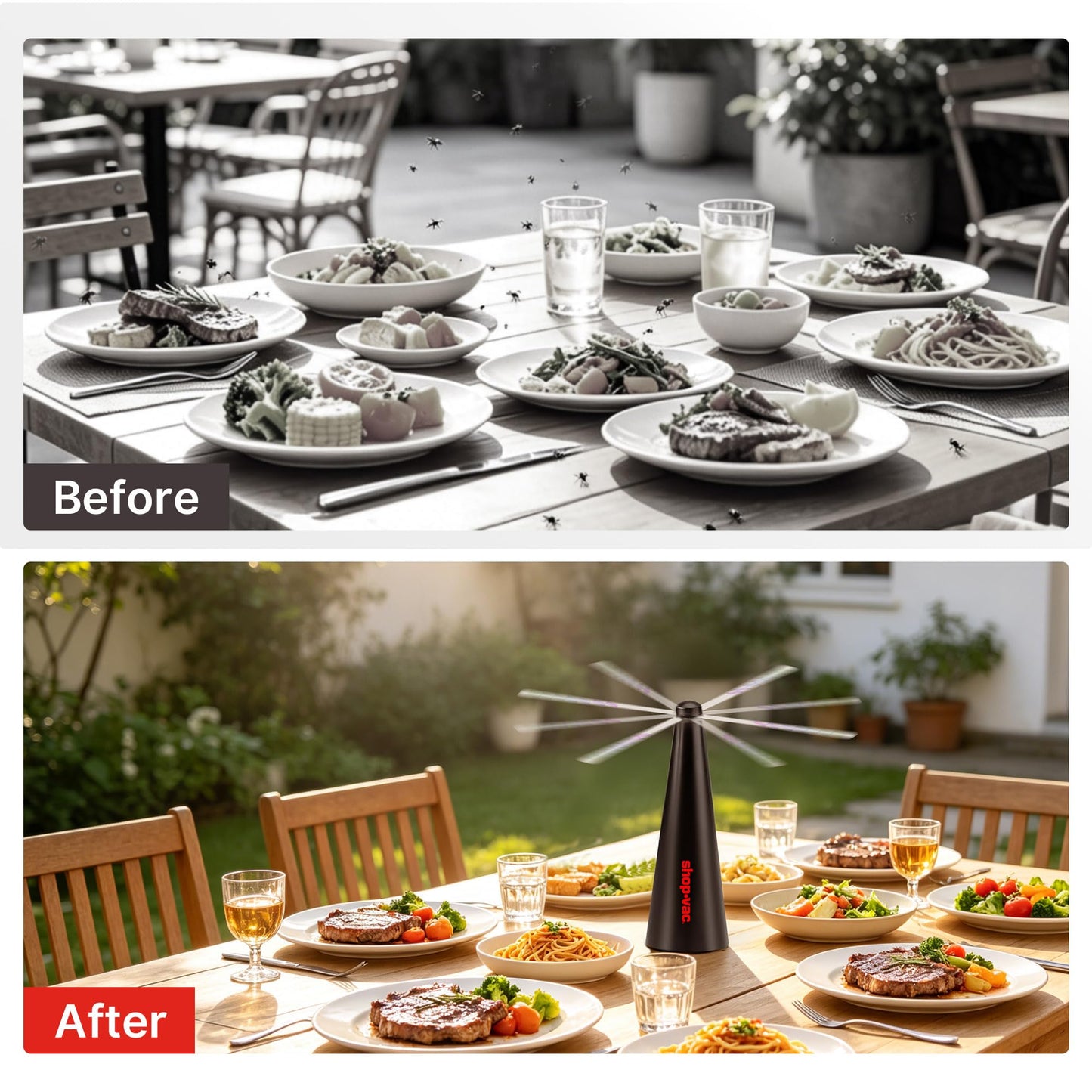 Shop-Vac Fly Fans for Tables Rechargeable 4 Pack, Portable Outdoor Food Fan