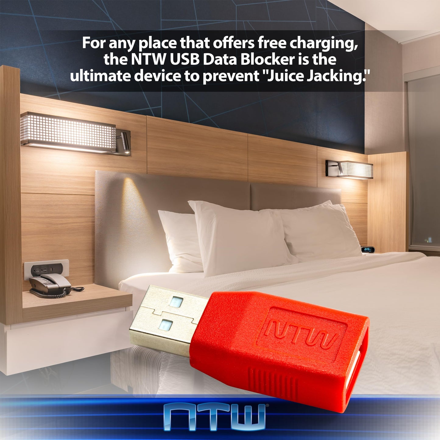 NTW USB Data Blocker/Charger Adapter - Secure Charging, Data Sync Protection, Juice Jacking Prevention - Charge Only (5PK) NUSBX-KDL-A3C2