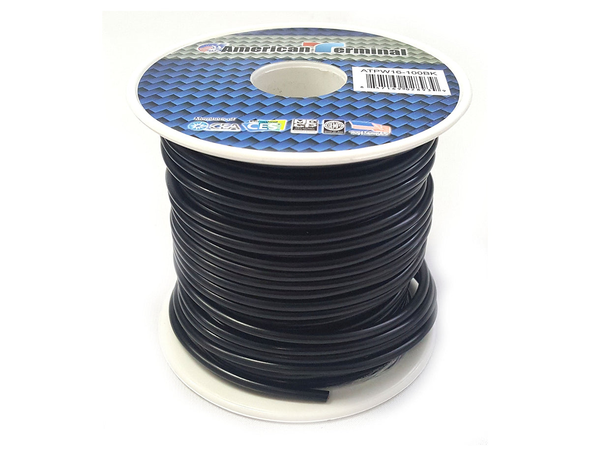 American Terminal ATPW16-100BK 16 Gauge Primary Wire, Black