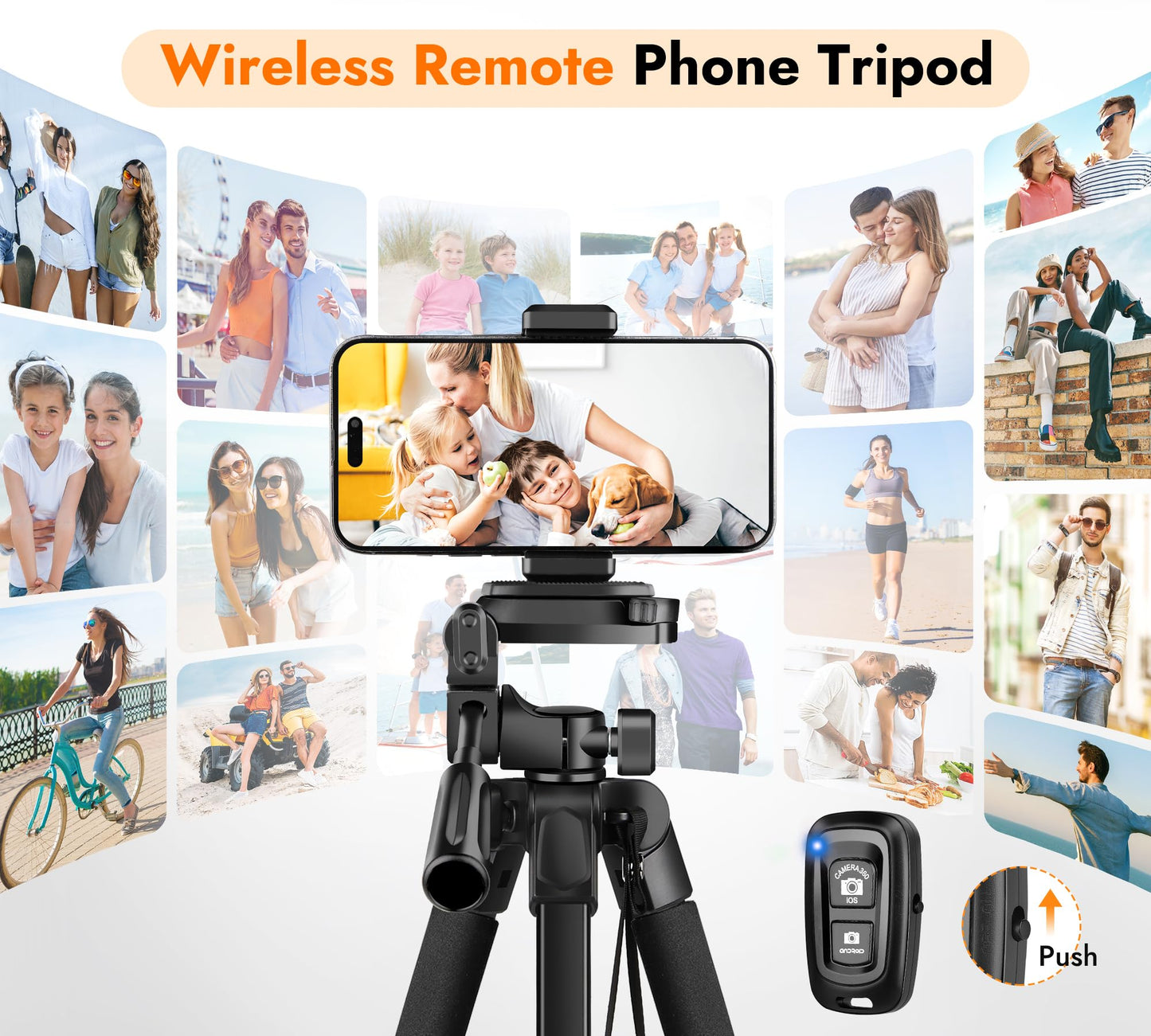 JOILCAN Phone Tripod Stand - 67" Aluminum Extendable Tripod with Remote, Portable Tripods for iPhone Photos Selfie & Video, Compatible with iPhone