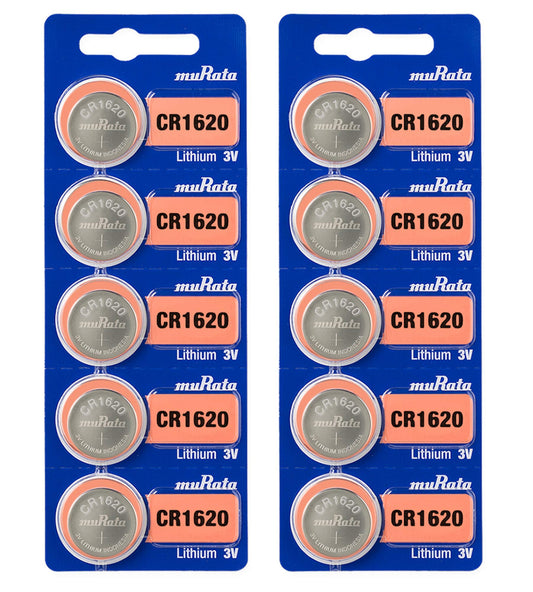 Murata CR1620 Battery DL1620 ECR1620 3V Lithium Coin Cell (10 Batteries)