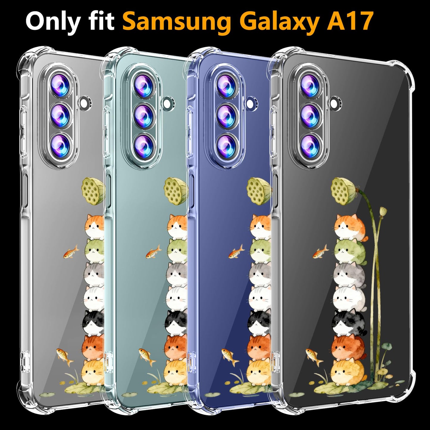 GSDCB Phone Case for Samsung Galaxy A17 5G Case, Samsung A17 5G Case with Tempered Glass Screen Protector, Soft Flexible TPU Slim Fit Shockproof Phone