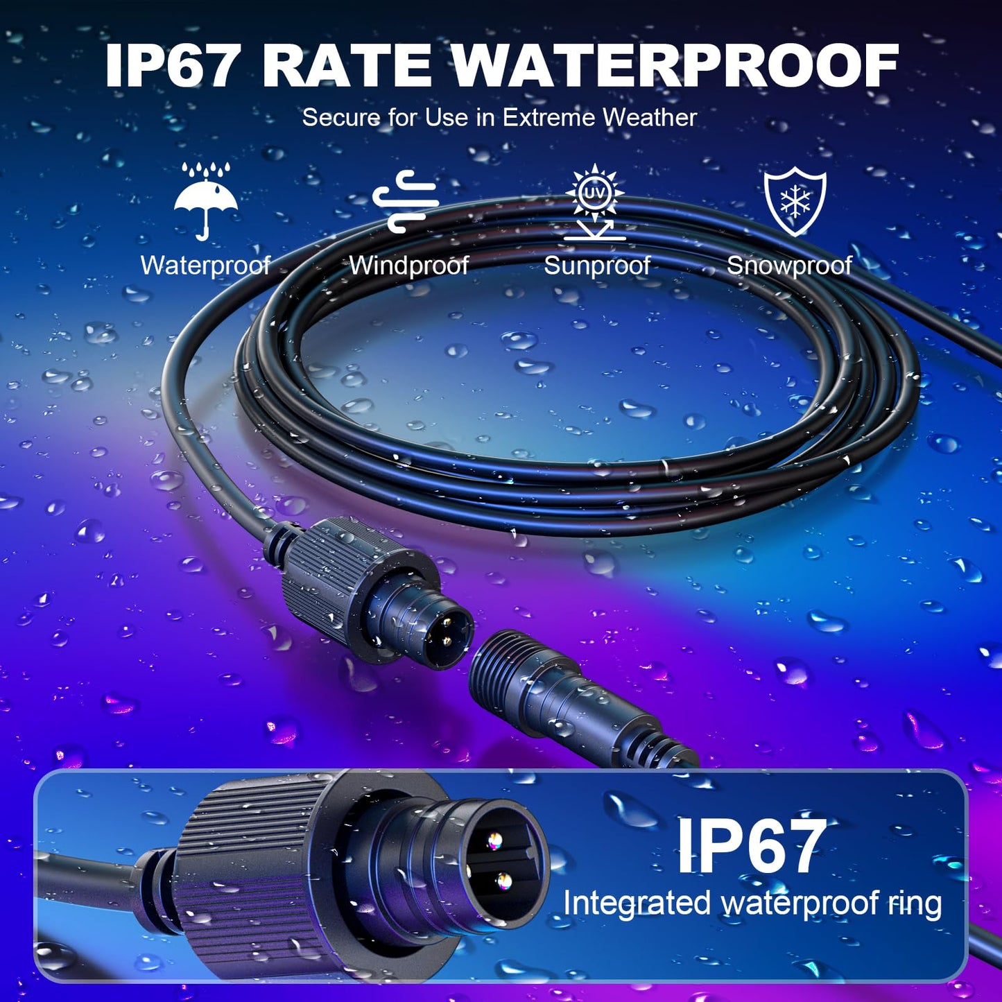 13.12ft Smart Outdoor String Lights Extension Cord,4m Power Cable with 3-Pin Plug?Compatible with Go-ve Smart Outdoor String Lights 2 H7039 H7038