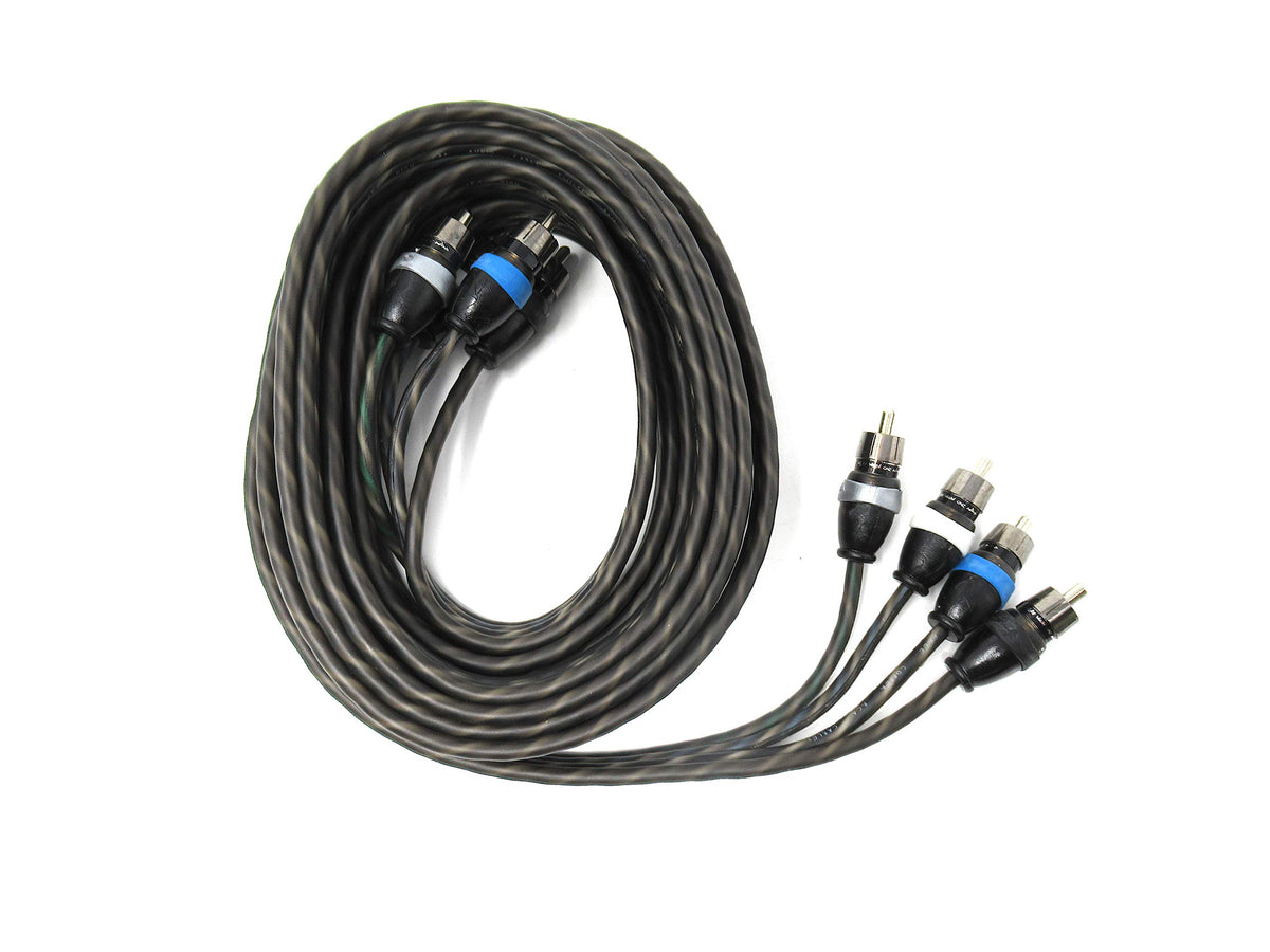 Sky High Car Audio 4 Channel Twisted 12 ft RCA Cables Coated 12' OFC