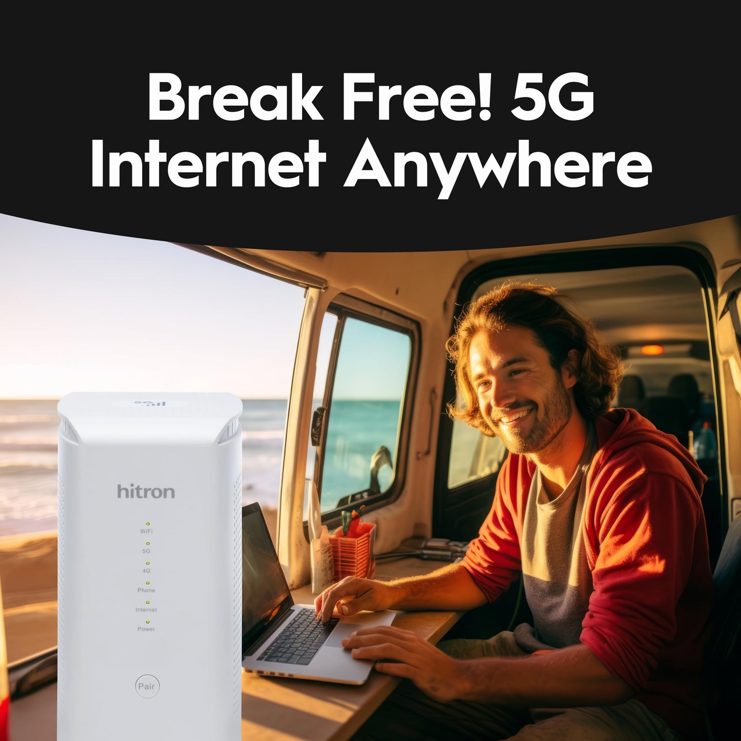 Hitron D60 5G Cellular Router with Sim Card Slot | AX3000 WiFi 6 Router with Mesh WiFi | Certified with T-Mobile, AT&T, US Cellular | Nano SIM, eSIM