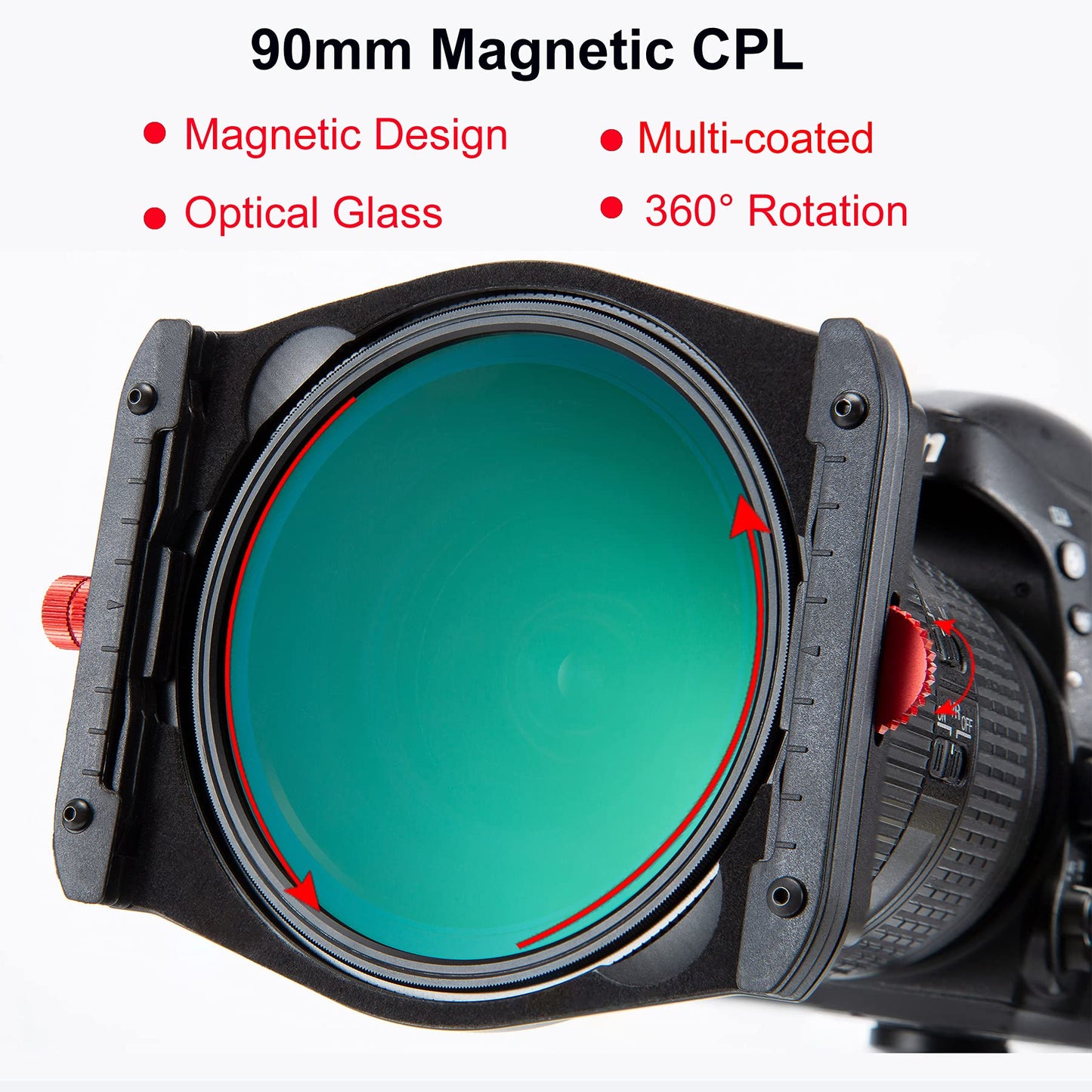 Kase K9 100mm Metal Square Filter Holder Kit Include 90mm Magnetic CPL Filter & 67/72/77/82mm Adapter Ring Compatible with Canon Nikon Lens & Lee
