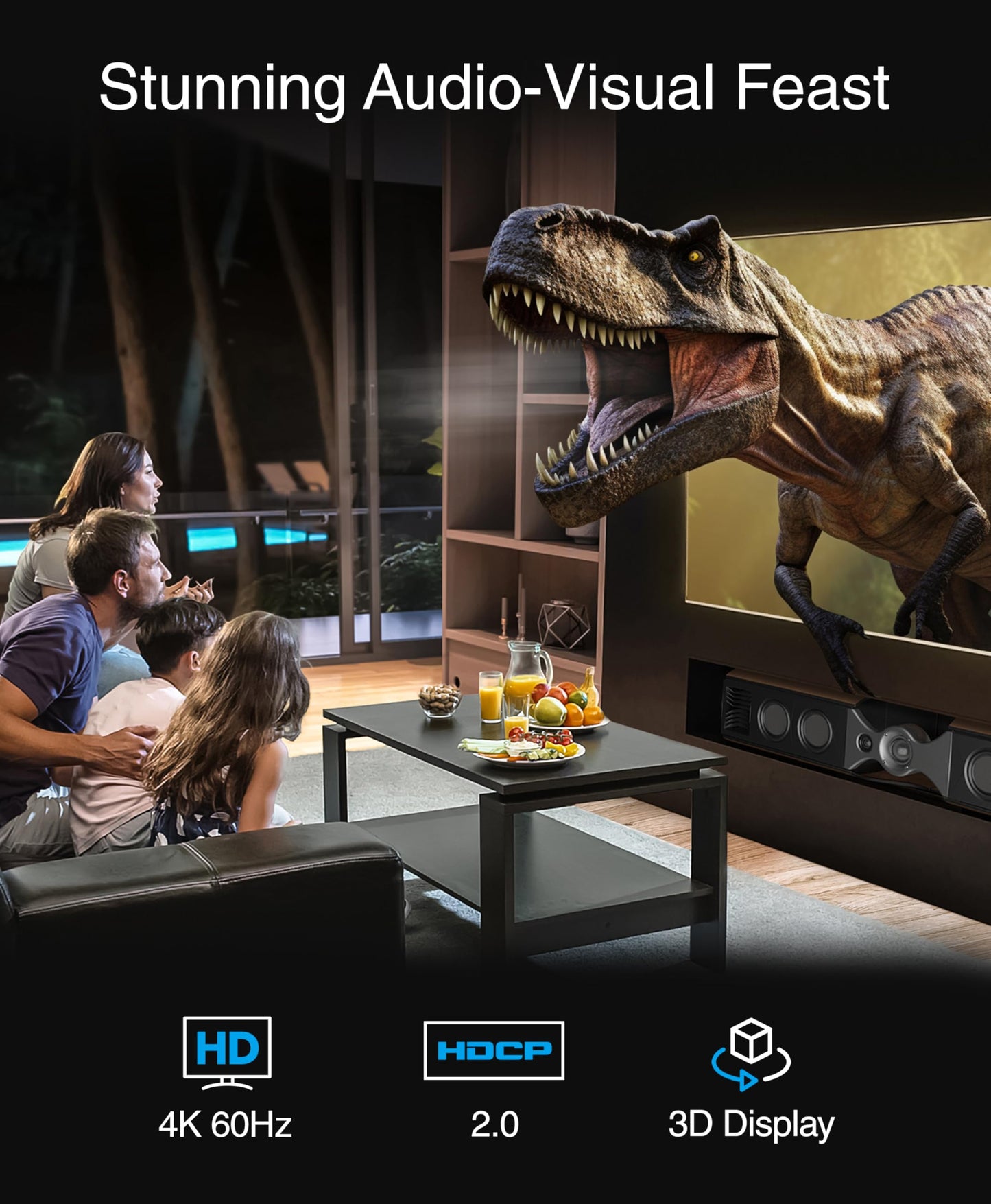 BlueRigger 4K Flat HDMI Cable (20FT) - (4K 60Hz, Ultra HD, 18Gbps High Speed, HDR 10+, Wall Mount Slim HDMI Cord, eARC, Dolby Vision & Atmos)