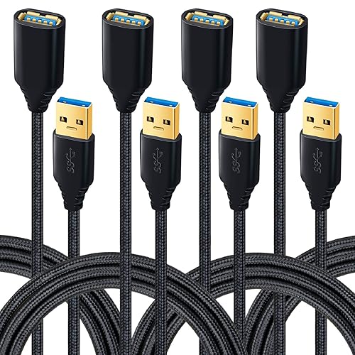 Besgoods USB 3.0 Extension Cable, 4Pack [6ft] USB A Male to Female Braided Extender Cord 5Gbps Fast Data Transfer for Hard Drive, Keyboard, Mouse