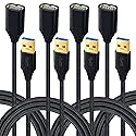 Besgoods USB 3.0 Extension Cable, 4Pack [6ft] USB A Male to Female Braided Extender Cord 5Gbps Fast Data Transfer for Hard Drive, Keyboard, Mouse