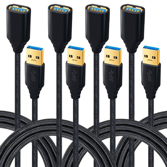Besgoods USB 3.0 Extension Cable, 4Pack [6ft] USB A Male to Female Braided Extender Cord 5Gbps Fast Data Transfer for Hard Drive, Keyboard, Mouse