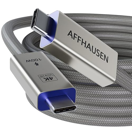 AFFHAUSEN USB C 3.2 Gen 2x2 Cable 3ft, 20Gbps High-Speed, 100W, 4K Display Support, Thunderbolt Braided Aluminum USB-C to USB-C Cable, USB C Cable