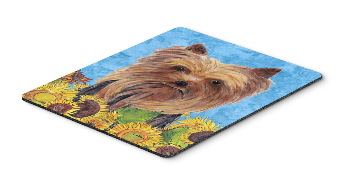 Caroline's Treasures SC9060MP Yorkie in Summer Flowers Mouse Pad, Hot Pad or Trivet for Home Office Gaming Working Computers Laptop Mouse Mat,Washable