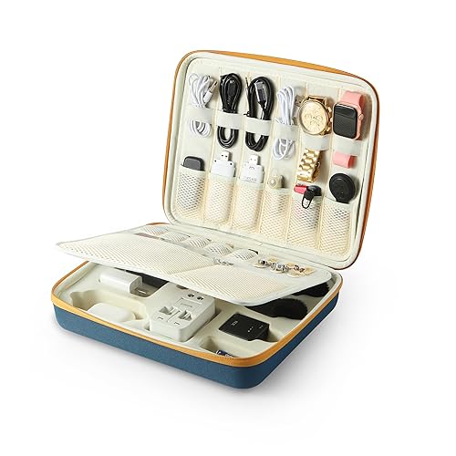 Electronics Organizer Case, Daily Tech Accessories Storage Bag for Charger, Cables, Power Bank, Lapel Mic,Watch, Passport, Travel Electronic Organizer