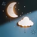Tip perk 2 Pack Cloud & Moon Lights - Floating Cloud & Moon Wall Lamps for Nursery | Cute Floating Lamps for Kids Bedroom | Battery-Operated Hanging
