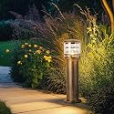 SLAWA Outdoor Post Caps Lights Aluminum Landscape Pathway Lamps With Acrylic Shade Waterproof Column Pillar Lamps Fence Deck Bollard Lighting Cylinder