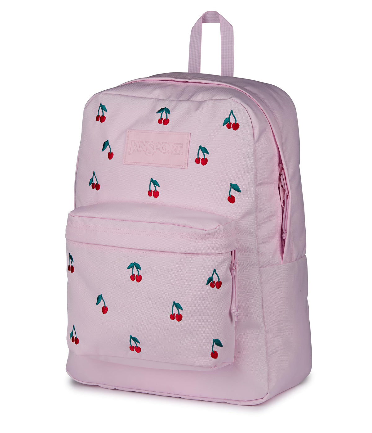 JanSport Superbreak Plus FX Backpack - Work, Travel, or Laptop Bag with Water Bottle Pocket - Pink Ice Cherry Emb