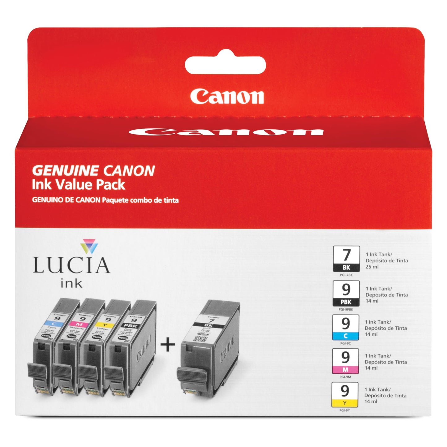 Canon PGI-9 / PGI-7 Genuine Five Color Multi Pack, Compatible with MX7600, and iX7000 Printers
