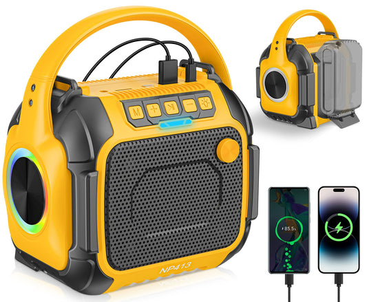 Portable Bluetooth Speaker Compatible for Dewalt 20V Battery(NO Battery), Wireless Speaker with FM Radio, 3.5mm AUX Audio Port, USB/Type C Charging