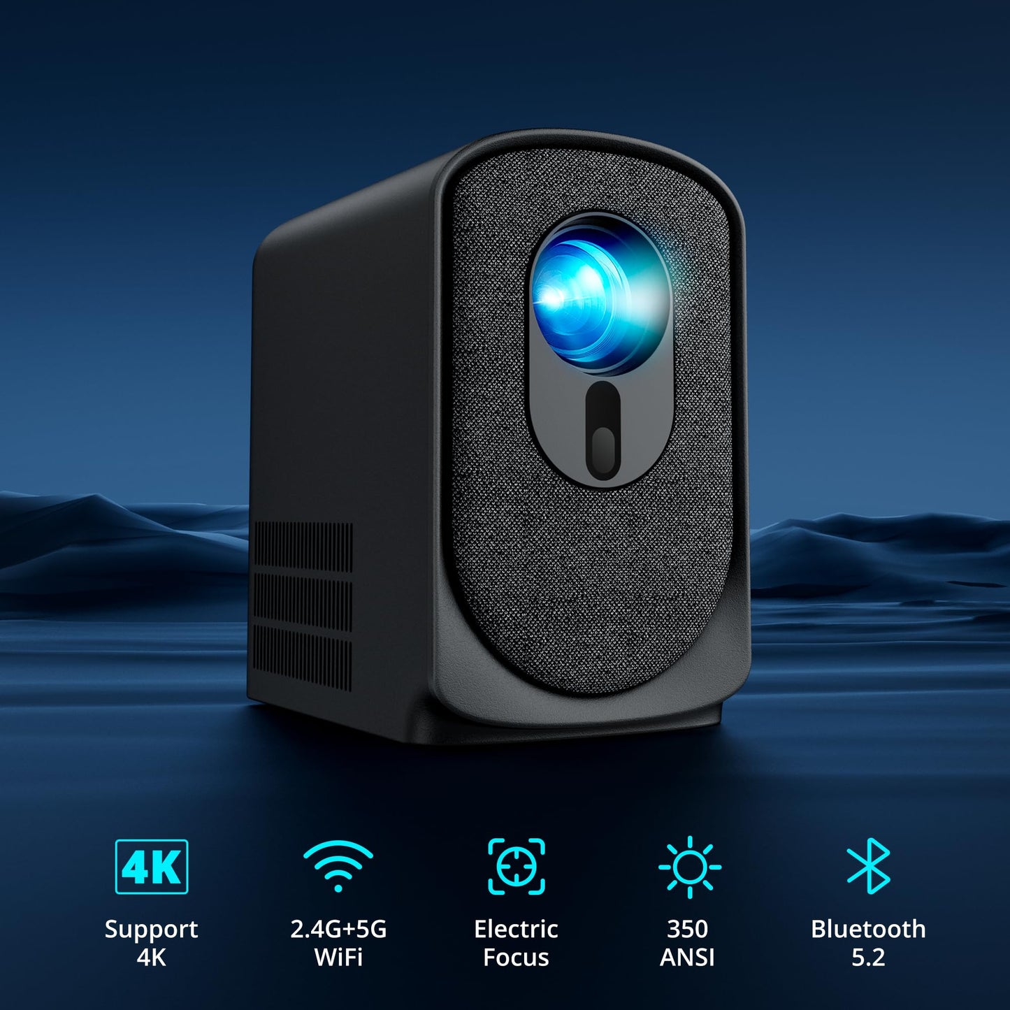 Wireless Mini Projector with WiFi and Bluetooth 5G, Portable Projector Support 4K Movie Video Projection, Electric Focus 350ANSI Phone Projector Home